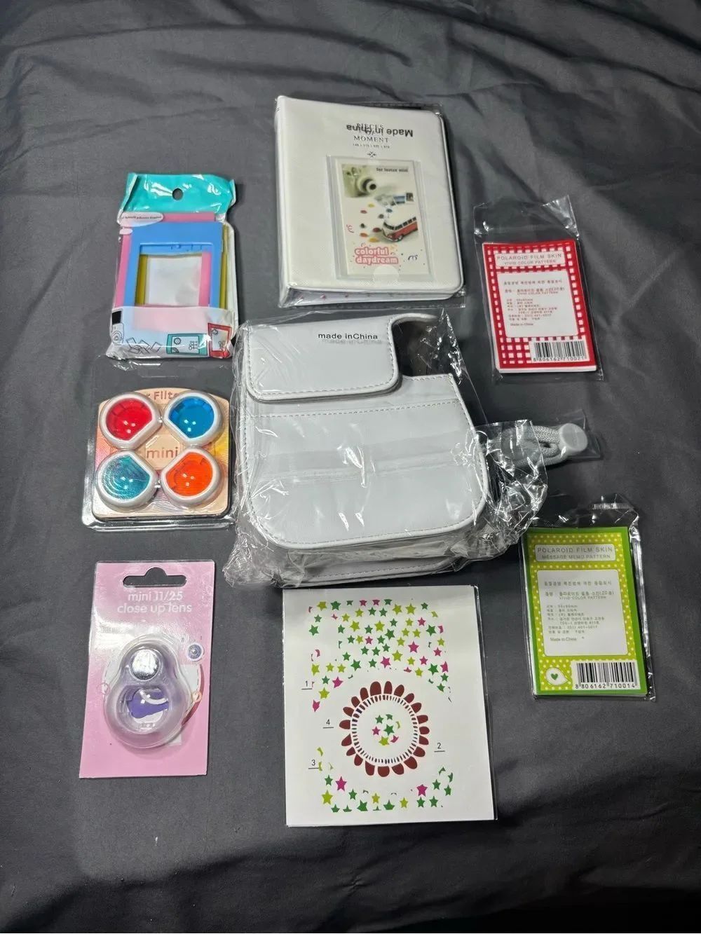 New White Mini Camera Bag / Case with Strap Polaroid Accessory Set